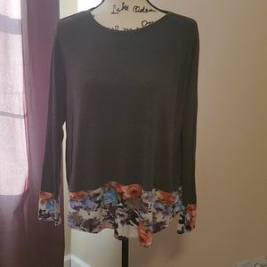 Grey long sleeve with floral trim